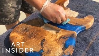 Woodworker Makes Custom River Guitars With Epoxy [upl. by Palmira]