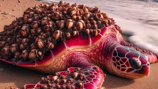 Removing barnacles from sea turtles [upl. by Nyliret92]