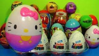 3 Surprise Eggs HELLO KITTY Маша и Медведь and Madagascar with sportcar toy [upl. by Recneps]