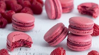 Raspberry Macarons  Italian Meringue Method [upl. by Korwin279]