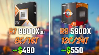 AMD RYZEN 7 9800X3D vs RYZEN 9 5900X  Test in 6 Games [upl. by Alekim]