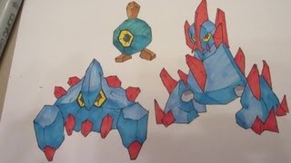 How to draw Pokemon No524 Roggenrola No525 Boldore No526 Gigalith [upl. by Dulla550]