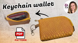 DIY Keychain zipper wallet with card slots Small zipper pouch for coins [upl. by Pas]