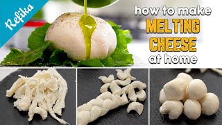 Making CHEESE with milk and just vinegar🧀 in 15 Minutes  Mozzarella Burrata melting cheese 🫕 [upl. by Klehm]