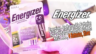 Energizer Rechargeable Batteries Accu Recharge Universal 500mAh HR03 AAA 4 Batteries Silver [upl. by Atterrol368]