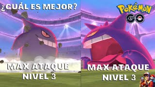 ¡POTENCIA PURA COMPARACIÓN DE ATAQUES GENGAR GIGAMAX NIVEL 3 VS DINAMAX NIVEL 3 [upl. by Eanil]