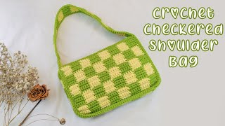 Easy Crochet Checkerboard Shoulder Bag Tutorial  Chenda DIY [upl. by Ordnagela]