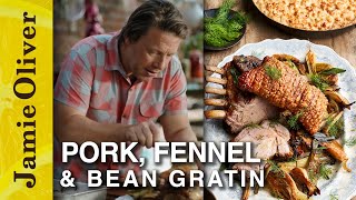 Roast Pork Fennel amp Bean Gratin  Jamie What to Eat This Week  Channel 4 Mondays 8pm [upl. by Crescantia]