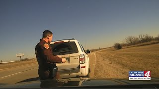 Traffic stop crash sends OHP Trooper flying [upl. by Jolee]