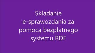 Wysyłka esprawozdania poprzez system RDF [upl. by Htebazileharas]