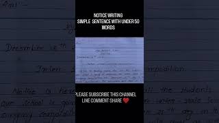 Notice writing simple sentence with 50 words NOTICE WRITING For student 9101112 [upl. by Sterling]