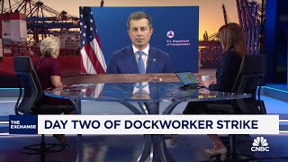 Transportation Sec Buttigieg on the East Coast port worker strike [upl. by Neelon]