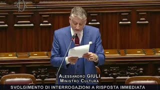 Giuli in Aula verso banchi opposizione Pronto a rispondere ad altre interrogazioni quando opportuno [upl. by Mord]