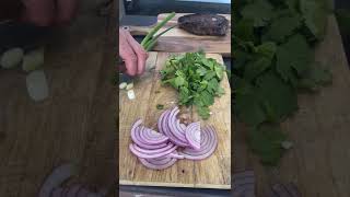 Grilled Ribeye Steak topped with a fresh coriander salad Outdoor cooking ASMR at its best [upl. by Annodal]