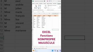 Fonctions Sous Excel NOMPROPRE Et MAJUSCULE [upl. by Belamy]