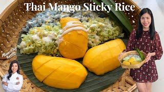 How To Make Authentic Mango Sticky Rice Khao Neuw Mamuang Thai Mango [upl. by Devaney]