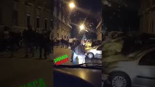 CAMIONETTA DELLA POLIZIA ATTACCATA DA MANIFESTANTI A NAPOLI [upl. by Severin720]