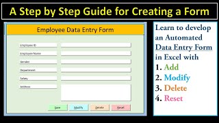 How to Create a Data Entry Form in Excel With Add Modify Delete and Reset Stepbystep Guide [upl. by Vogel]