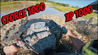 CFMOTO CForce 1000 VS Polaris Sportsman XP 1000 Head to Head Mud Race [upl. by Doownel]