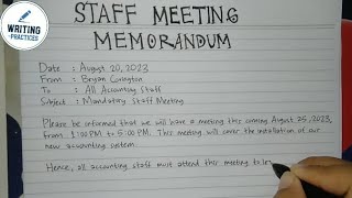 How To Write A Staff Meeting Memorandum Step by Step  Writing Practices [upl. by Bacon]