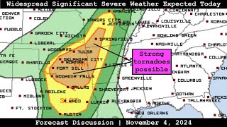 Forecast Discussion  November 4 2024  Widespread Significant Severe Weather Expected Today [upl. by Nylanej]