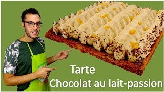 recette TARTE CHOCOLAT LAIT  PASSION  Passion fruitmilk chocolate tart EN subs [upl. by Anivid]