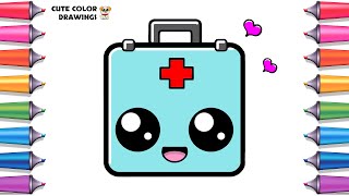 How to draw a cute first aid kit step by step [upl. by Enileuqcaj]