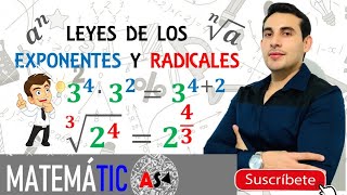 🎥Leyes de los exponentes y radicales✅ejemplos🤩aprende fácil con profe toño👌🏻👨🏻‍🏫 [upl. by Arundel37]