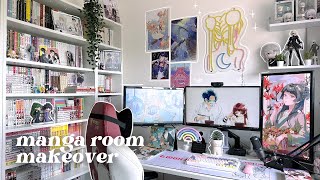 aesthetic manga room makeover ☁️🌙  gaming setup amp cozy shelving °❀⋆ [upl. by Doti]