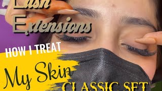 Lash Extensions Classic Set Lash tutorial complete process start to finish Vlog🥰lashes [upl. by Arikal512]