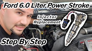 Powerstroke 60 liter Fuel Injector replacement  StepbyStep guide diesel powerstroke injector [upl. by Aslin]