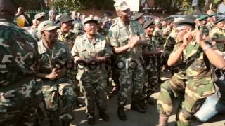 Long shot of veteran soldiers dancing and singing Member [upl. by Alo135]