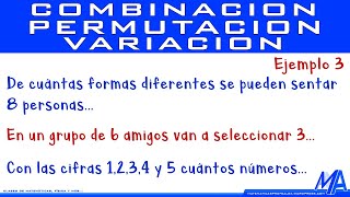 Combinaciones permutaciones y variaciones  Ejemplo 3 [upl. by Ybbed]