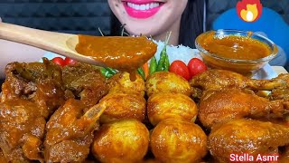 Spicy Chicken Curry Mutton Curry Eggs Curry Rice Saladmukbang eating asmrsounds [upl. by Aindrea]