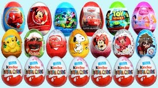 24 Surprise Eggs Kinder Surprise Mickey Mouse Minnie Mouse Cars 2 Disney Pixar [upl. by Eserahs]