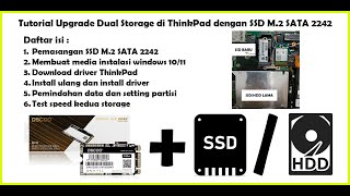 TUTORIAL UPGRADE SSD DUAL STORAGE DI THINKPAD X240 X250 X270 MENGGUNAKAN SSD M2 SATA 2242 [upl. by Eluk444]