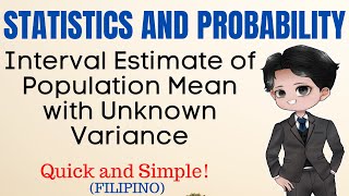 Interval Estimate of Population Mean with Unknown Variance  Statistics and Probability [upl. by Ylac]