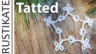 Needle Tatting  Tatted Snowflake Full Tutorial by RustiKate [upl. by Lessur]