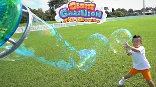 Make Giant Bubbles With Gazillion Power Wand And Bubble Mill SuperSized Bubble Fun With CKN [upl. by Anig401]