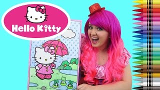 Coloring Hello Kitty Sanrio GIANT Coloring Book Page Crayola Crayons  COLORING WITH KiMMi THE CLOWN [upl. by Gayleen241]