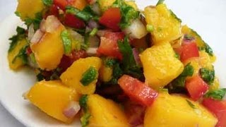 Mango Salsa Fresh Mango Salad Recipe  Show Me The Curry [upl. by Aksoyn]