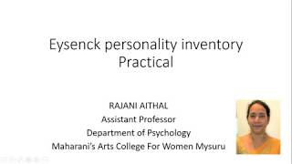 Psychology  Eysenck Personality inventory  Second Semester [upl. by Rehpotsirhk]