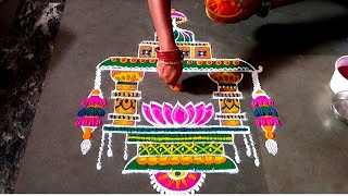 Thai Matham Kolam  Ratha Saptami kolam  9 dots Ther Kolam Ratham kolam  Easy Rangoli [upl. by Eimat]