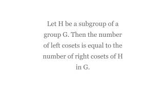 A subgroup H of a group G has same number of left and right cosets in G [upl. by Senn]