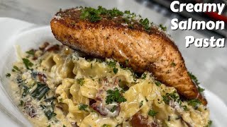 How To Make Salmon Mafaldine Pasta  Quick amp Easy Creamy Salmon Pasta Recipe [upl. by Ielhsa]