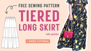 Ultra Feminine Tiered Skirt Pattern FREE Printable PDF Pattern  How To Sew Guide [upl. by Craig]