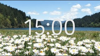 15 Minute Timer with Relaxing Music Spring Flowers Theme [upl. by Annuaerb]