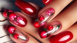 sub Cherry red Ice Nails Korean nails  extension nails  nail ar [upl. by Tav638]