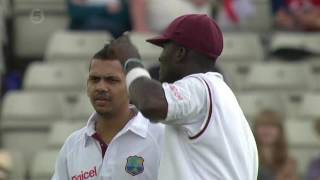 Sunil Narine Bowls his 1st Ball in Test Match v England 3rd Test 2012 [upl. by Aivirt]