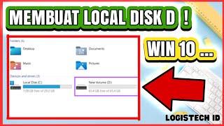 Cara Mudah Membuat Partisi Local Disk Windows 10 [upl. by Aruabea]